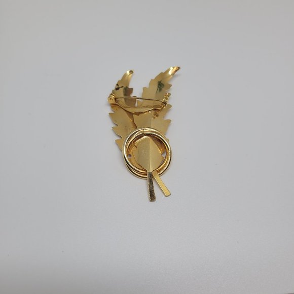 3" Two leaf lined gold ringed pin - Picture 2 of 2